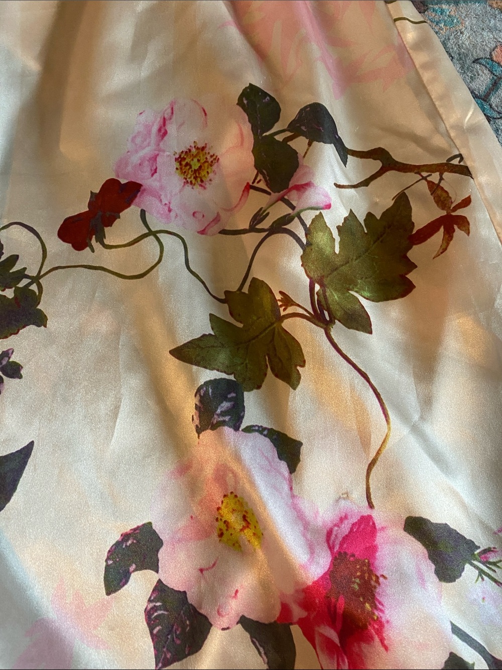 Floral Satin Wrap Robe - Picture 6 of 6